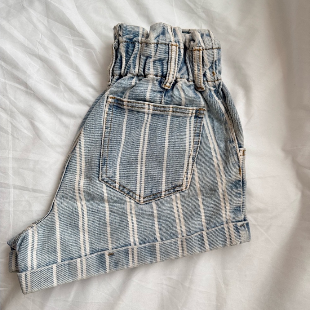 PacSun Blue and White Jean Shorts with Striped Pattern - Picture 2 of 3